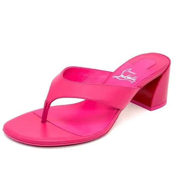 Christian Louboutin JANETONGA 55  Leather Thong Mule Sandals Heels Shoes - Picture 5 of 14